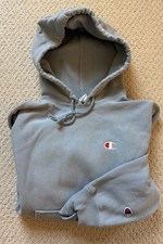 Champion Reverse Weave Hoodie Mens Small Blue Fleece Logo Sweatshirt