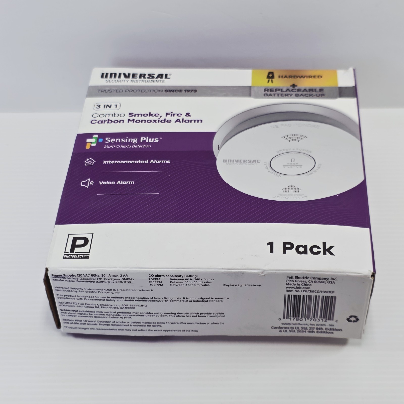 Universal 3 in 1, Smoke & Carbon Monoxide Alarm with Voice Alert,