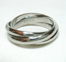 High Polished Stainless Steel Russian Wedding Three-Band Ring Size    9, 10