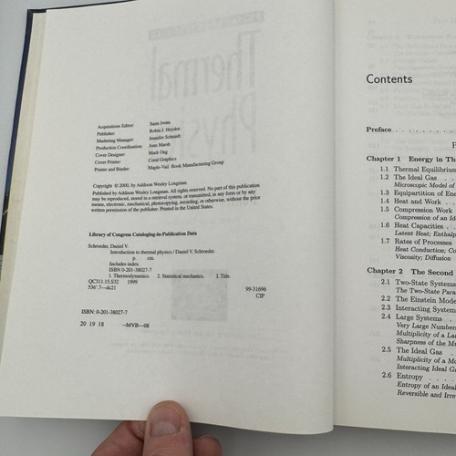 An Introduction to Thermal Physics by Daniel V Schroeder Textbook - Picture 5 of 10