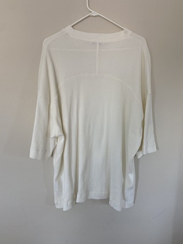 Womens Zara White Pullover Knit Short Drop Sleeve Top Casual Crew Neck XL Waffle - Picture 5 of 5