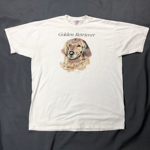 Vtg-Golden-Retriever-Dog-Shirt-Sz-XL-White-Short-Sleeve-Tee