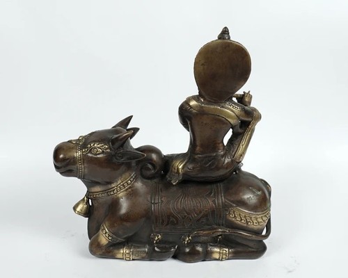 Statua in bronzo Krishna che suona il flauto, statuina, dio dell'amore, regalo compleanno, unica - Foto 4 di 7