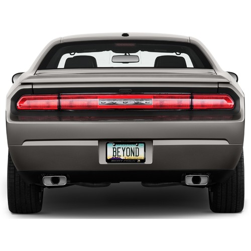 Dodge Scat-Pack in 3D Dark Gray Letters on Black Metal License Plate Frame - Picture 4 of 8
