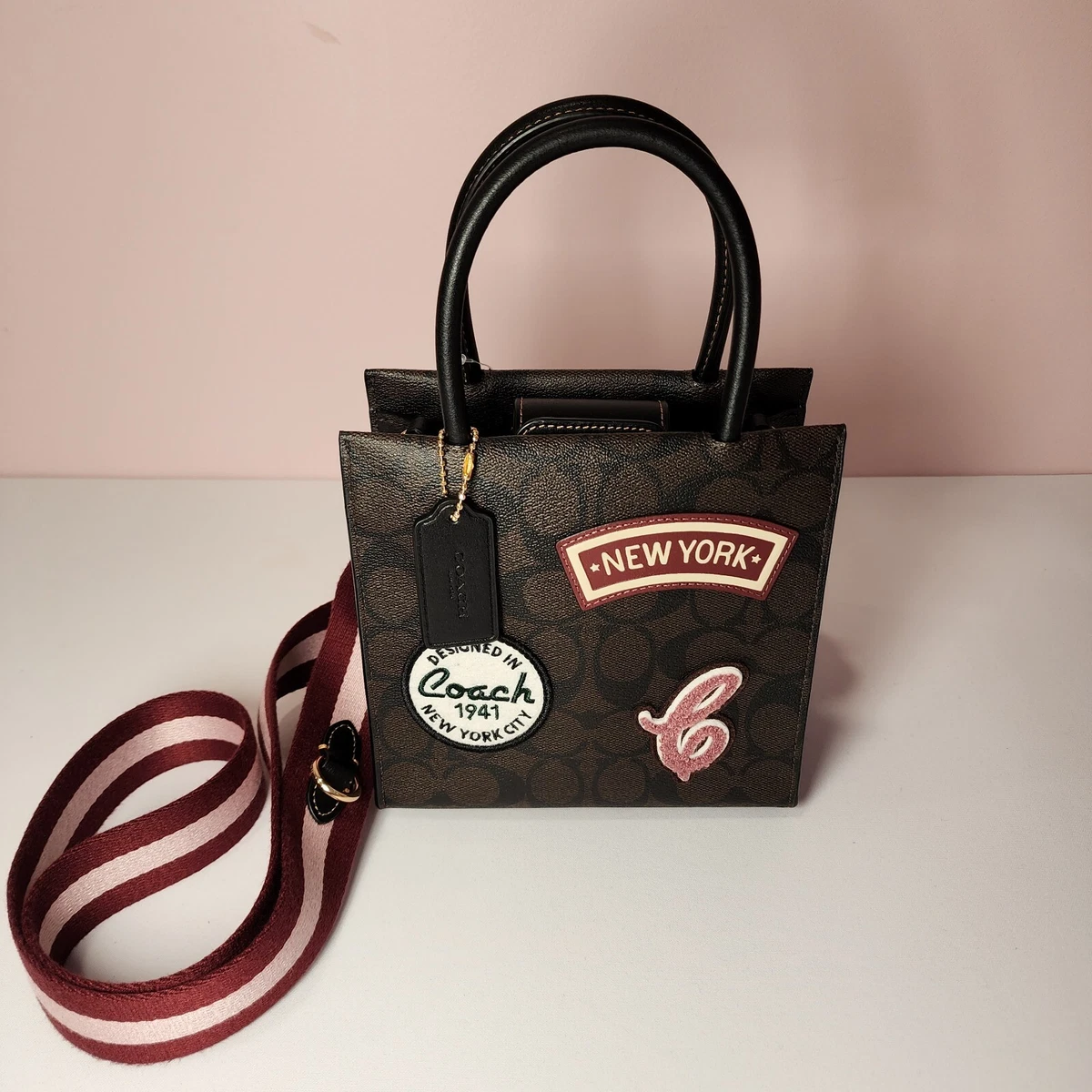 NWT COACH CE593 Mini Cally Crossbody In Signature Canvas With Ski Patches