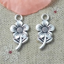 Free Ship 140 pcs tibetan silver sunflower charms pendant 21x11mm L-5191