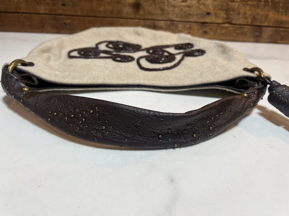 Kate Landry Canvas Boho Tote Shoulder Bag w/ Wood Bead Embellishment - Image 3 of 4