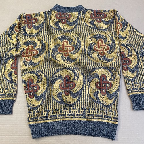 VINTAGE Gitano Grandpa Knit Sweater Adult Medium Geometric Ugly 90s Y2K Mens - Picture 8 of 9