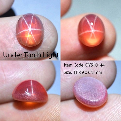 Cabujón corindón estrella naranja ovalada 11x9 mm zafiro 6 rayos laboratorio - Imagen 18 de 25