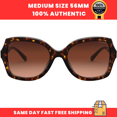 Coach Women's Sunglasses HC8295 512074 Dark Tortoise Square Brown Gradient 56mm