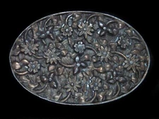 TF05121 VINTAGE 1974 **FLORAL ORNAMENTAL** FASHION BERGAMOT BELT BUCKLE