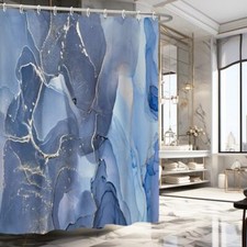 Blue Marble Shower Curtain, Blue Modern Luxury 72"W x 72"L Pack of 1 1