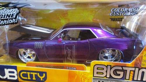 Jada Toys BTM 1970 Plymouth CUDA 1:24 Purple Muscle Car Black Hood 90343 DieCast - Picture 3 of 9