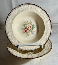 2 Universal Potteries "Netherland" Rose Spray Pattern 6 1/4" Rimmed Fruit Bowls