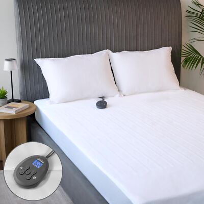 Sunbeam Electric Restful Heated Mattress Pad, 12 Heat Settings, 12-Hour Selec...