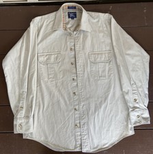 Vintage Burberry Military Men's Button Front Shirt Size: M Tan/Beige