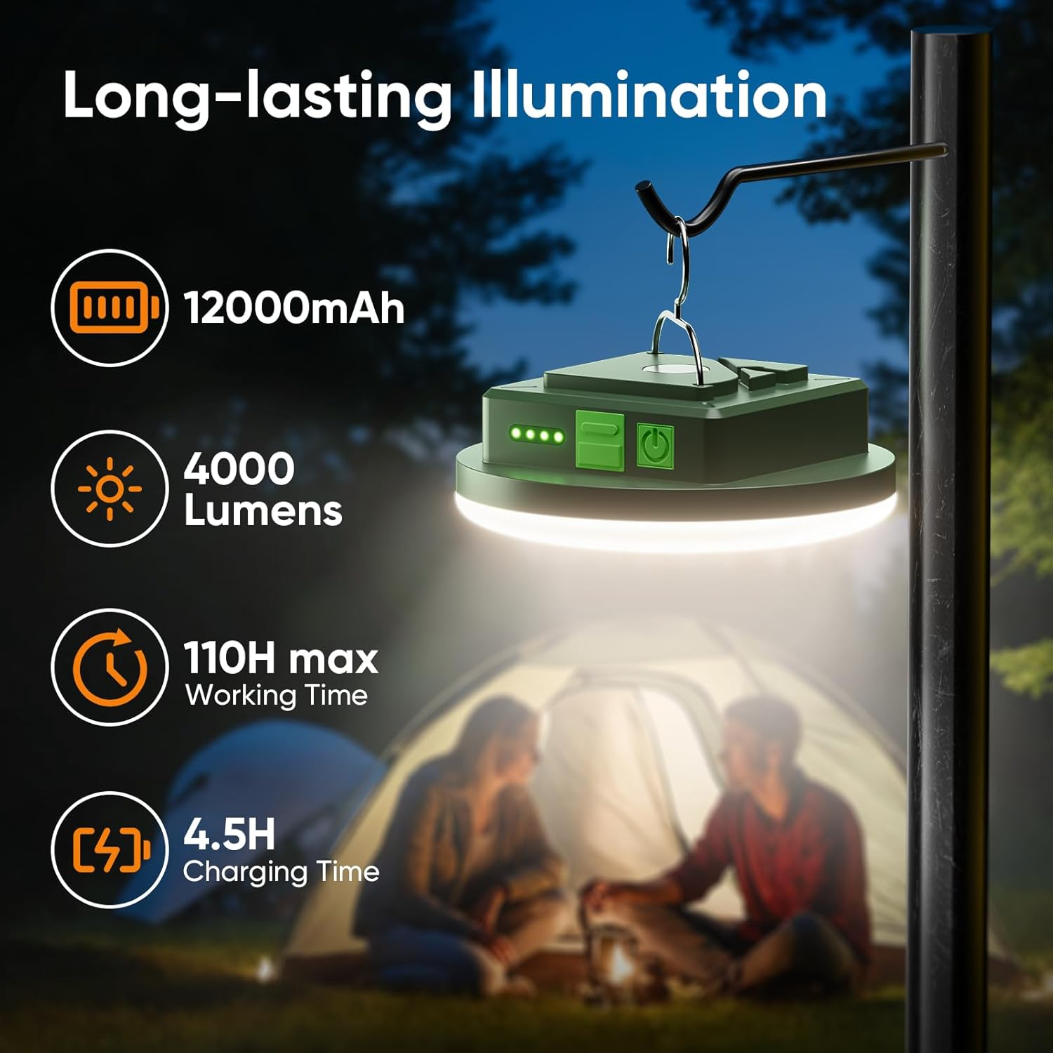 Camping Lantern 12000Mah 3000LM Ultra Bright LED Camping Lights with 4 Modes