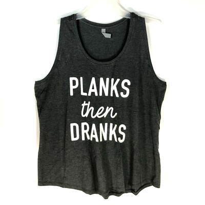 Instant Message Tee Womens 1XWHeather Charcoal 'Planks Then Dranks' Racerback 