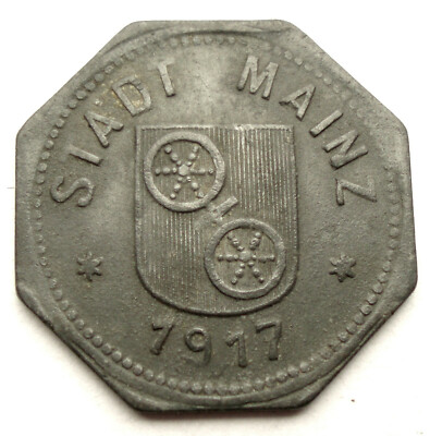 GERMANY, STADT MAINZ 10 PFENNIG 1917 Kriegsgeld Notgeld. 1T5.3
