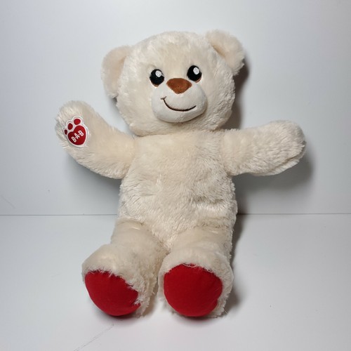 Build a Bear weißer Teddybär 15 Zoll Plüschbär rot weiß - Bild 1 von 4