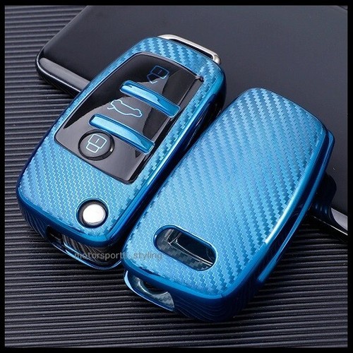 Carbon Fiber Key Cover for Audi Fob 3 Button Car Remote Flip Case Shell t58cf* - Picture 5 of 13