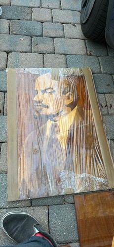 5 VTG Large Soviet Union Russia USSR Lenin Wood Laminated Plaques Local PU Only - Picture 4 of 6