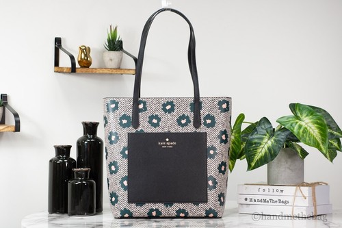 Kate Spade Daily Saffiano PVC Leather Herringbone Floral Shoulder Tote Handbag - Picture 8 of 8