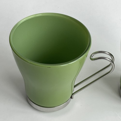 Vintage BORMIOLI VITROSAX Italy Coffee Cups RARE Green 1970s Expresso - Picture 2 of 9