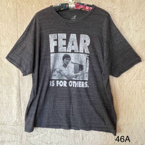 Bruce Lee Enterprises Graphic Print "Fear Is For Others" Gray Men Size 2XL