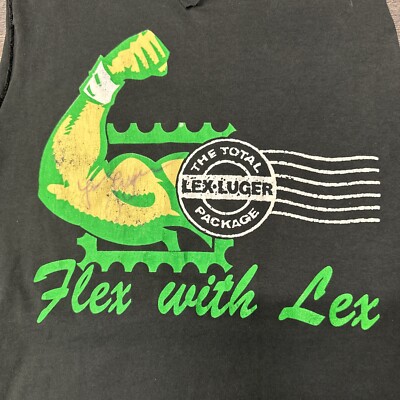 Vintage 1980s Signed Flex With Lex Luger NWA Shirt Cut Sleeves & Collar ...