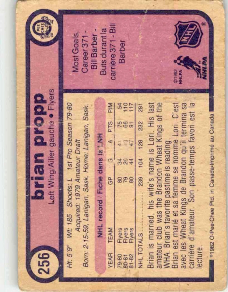 1982-83 O-Pee-Chee Brian Propp #256 - Image 2 of 2