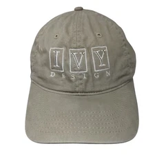 Ivy Design Strapback Hat Tan One Size Embroidered 6 Panel Dri-Duck