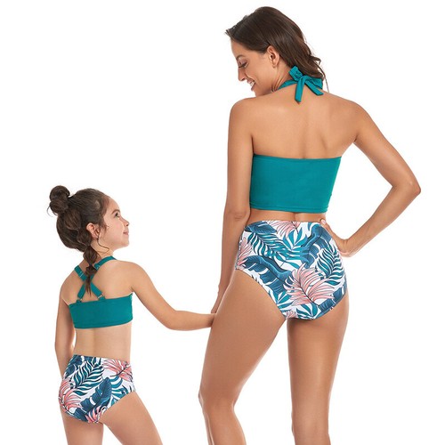 Costume da bagno donna bambina bikini set reggicalze costume da bagno famiglia abbinato - Foto 4 di 10