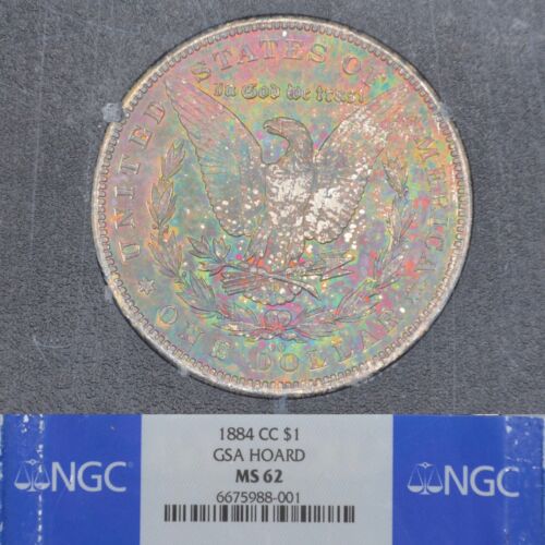 1884-CC GSA Hoard Morgan Silver NGC MS62 - Gorgeous Reverse Toning
