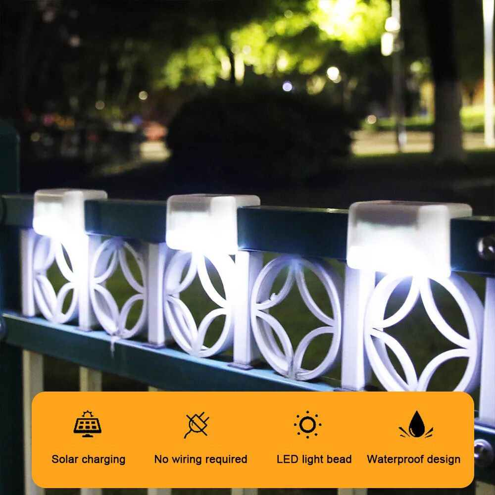 4Pcs Solar LED Deck Lights Garden Waterproof Landscape Light Fence Stairs Lamps