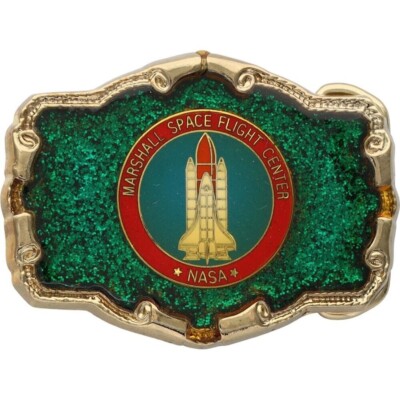 NASA Marshall Space Flight Center Vtg Belt Buckle Michoud Shuttle Apollo Rare