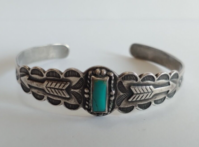 VINTAGE FRED HARVEY NAVAJO INDIAN SILVER APPLIED ARROWS