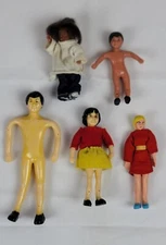 5 Vintage Marvel Education Bendable Dollhouse Dolls White Black Mixed Lot