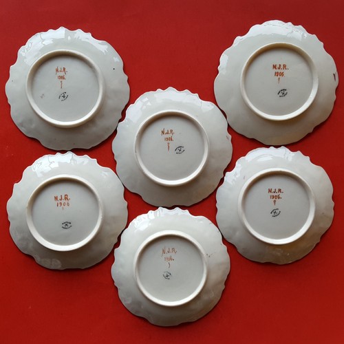 6 Antique 1906 Nautilus Porcelain Scotland 6.5" Floral Dessert/Pie/Canape Plates - Picture 9 of 18
