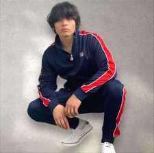 Men  s Fila Navy  Red  White Pipping Casual Tracksuits Outfits Sets NWT