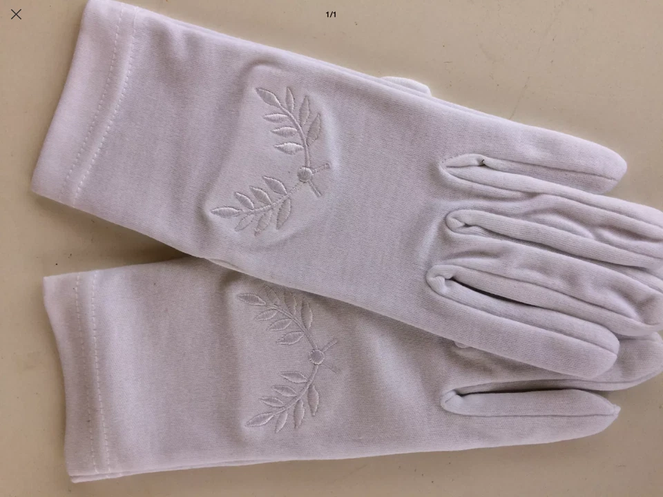 Gants coton brodés franc maçon embroded masonic gloves