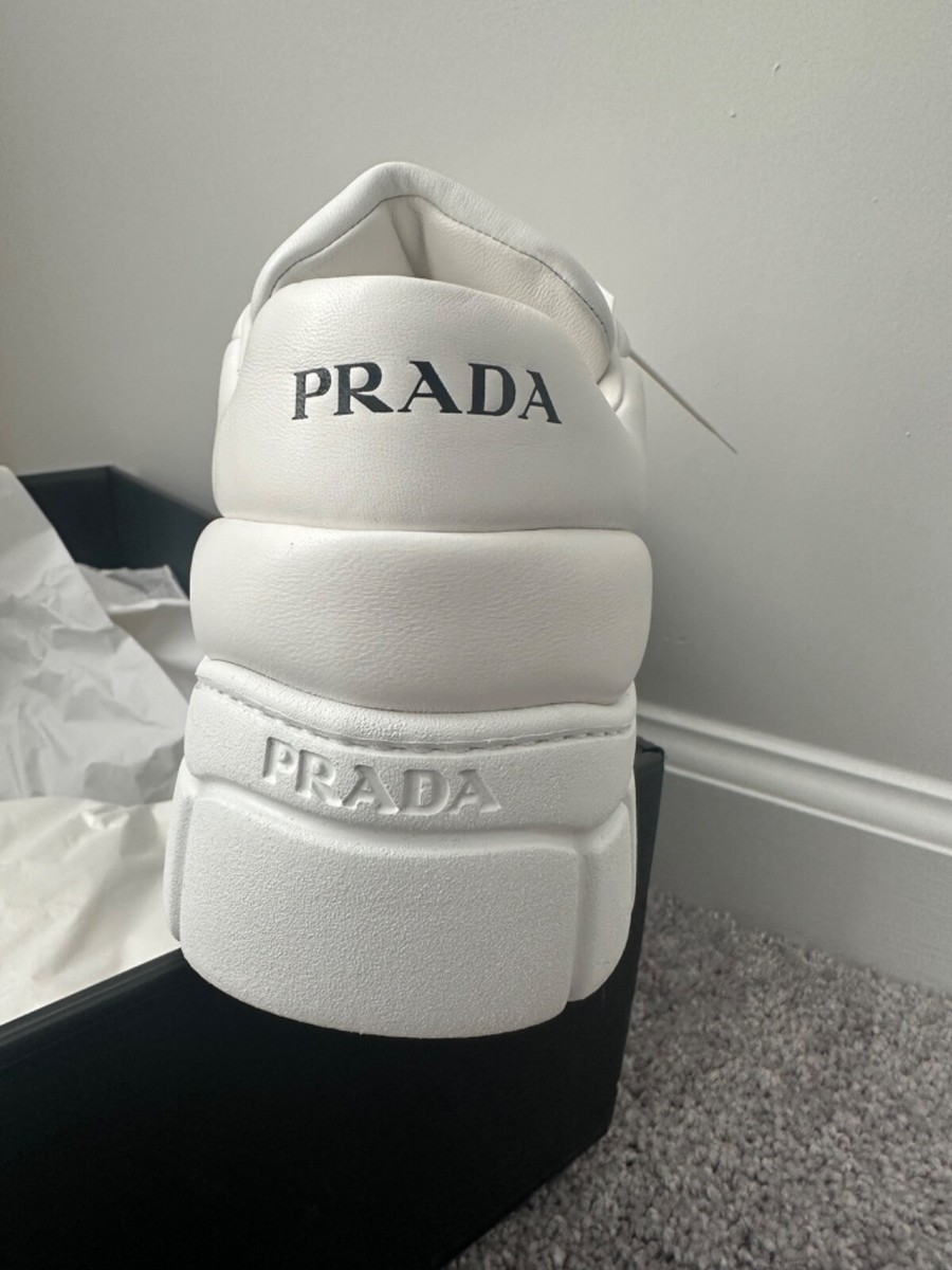 スニーカー PRADA WHITE NAPA LEATHER SNEAKERS prada napa leather sneakers womens | eBay
