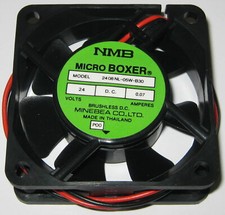 NMB 60 mm Fan - 24 V DC - 14.8 CFM - 20 mm Thick - 2408NL - 12" Long Bare Leads