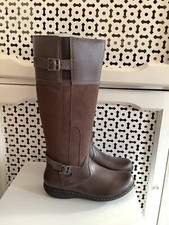 BNIB CLARKS FIANNA PHOENIX DARK COMBI  BIKER BROWN LEATHER FLAT LOW BOOTS 4/37 D