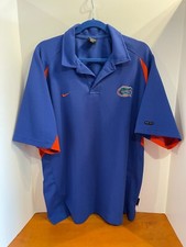 Nike Team Florida Gators Polo Shirt w/Logo Orange Blue Mens XL DRI-FIT