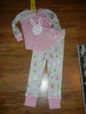 Kids Easter Bunny Holiday Fitted Pajamas size 2T NWT Chasing Fireflies Munki