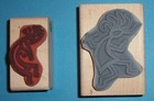2 Kokopelli Rubber Stamps PLAYING FLUTE Used & DANCING KOKOPELLI Unused — photo 2