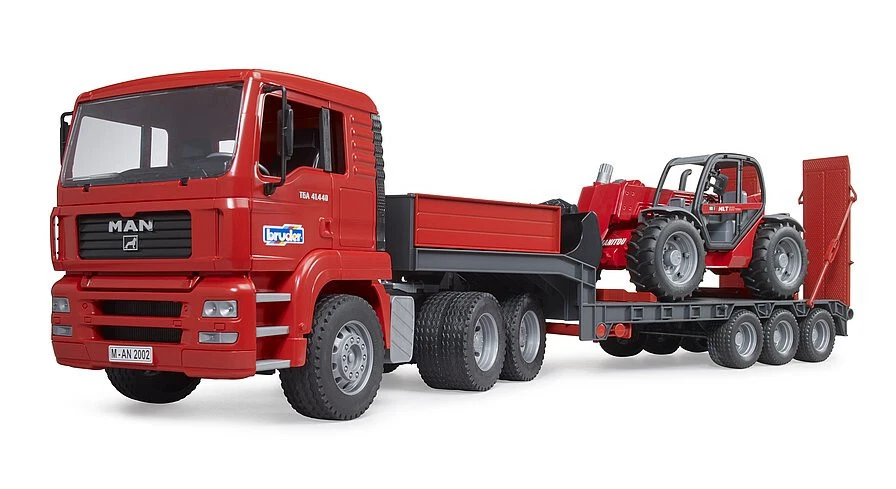 Bruder 02774 Camion MAN TGA con rimorchio a pianale ribassato e caricatore 1:16 - Immagine 2 di 4