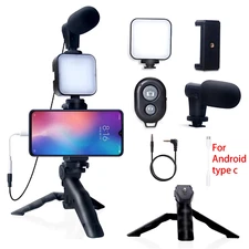 Smartphone Vlogging Kit – Mini Tripod & Mic Set for Apple Android | Livestream
