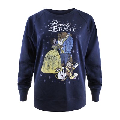 Disney Beauty and the Beast Classic Navy Ladies Crew Sweat Jumper